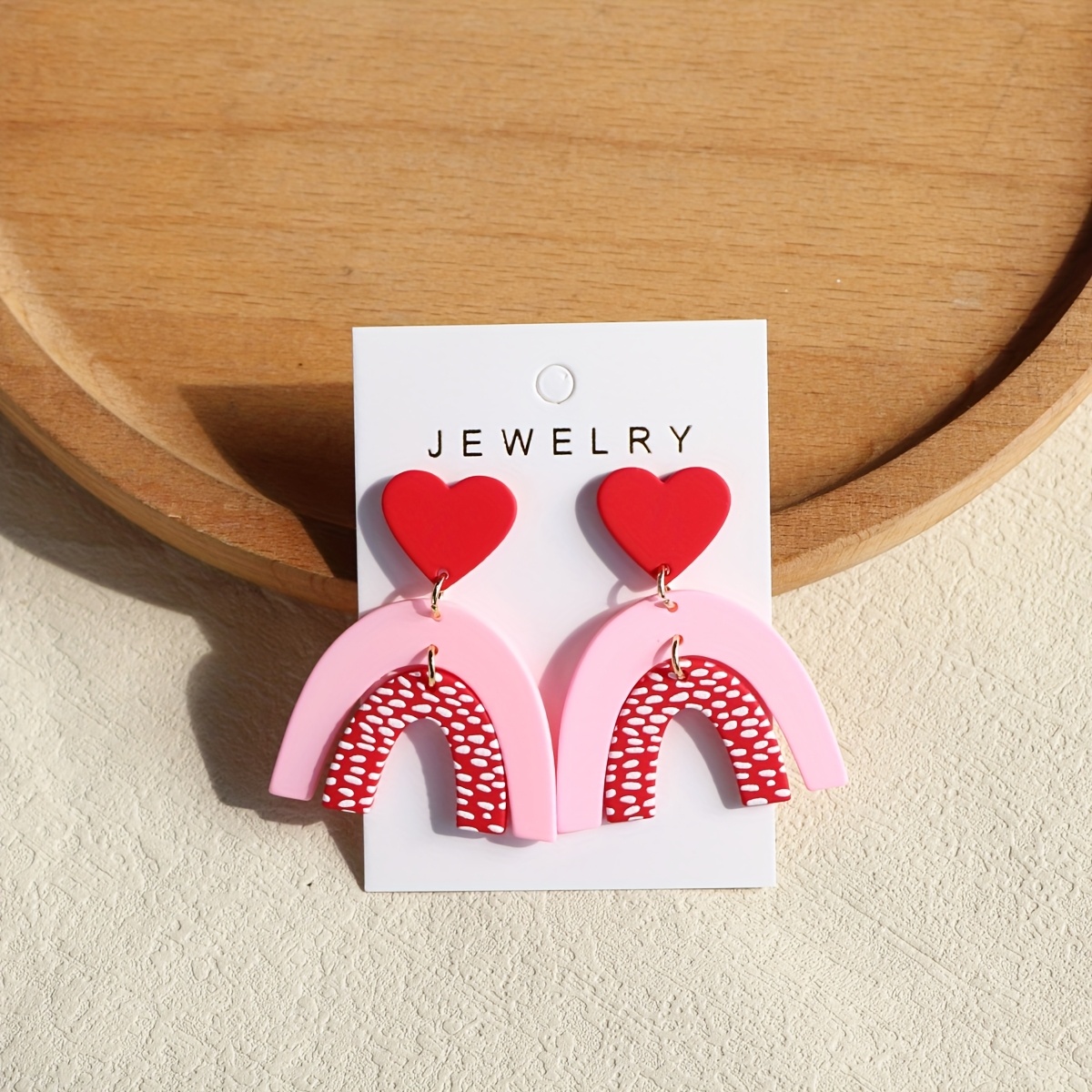 

1 Pair Of Women's Valentine's Day Small Vertical Arch Ins Clay Texture Acrylic Earrings