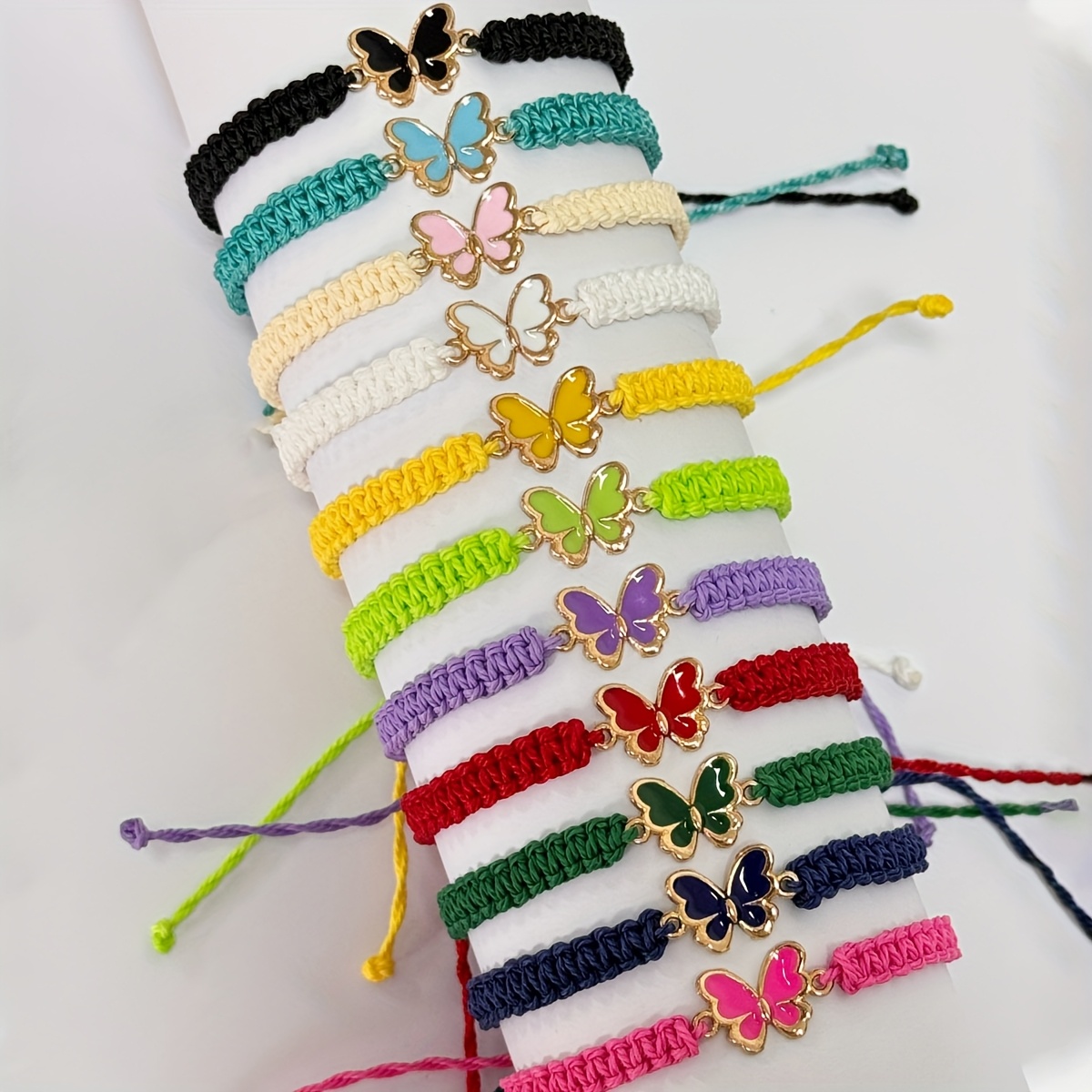 Butterfly Drip Pendant Braided Bracelet Set