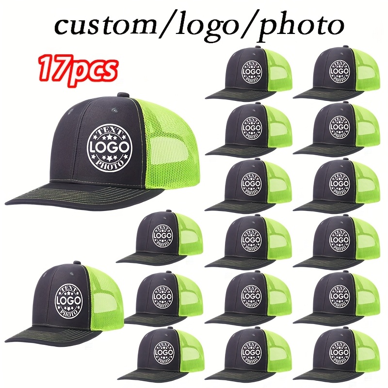 TEMU Lot de 17 casquettes de baseball personnalisées style , taille réglable et impression DIY, le transfert HD /photo, unisexe multicolore toutes ,