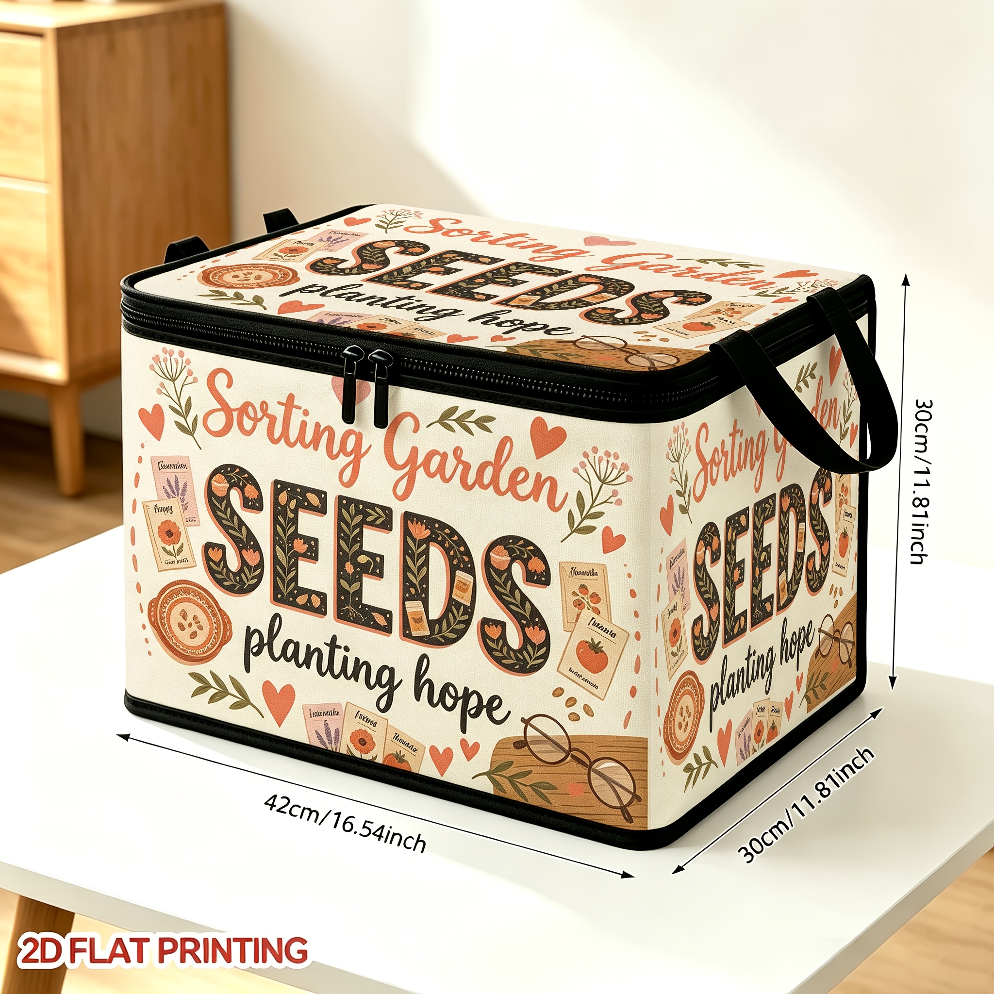 item picture large capacity modern vintage suitable for   fabric storage box with   lid zipper closure large rectangular suitable for gardening tool organizer seed starter balcony flower pot accessories organizer bin