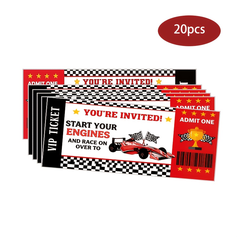 TEMU [Invitations de fête] 20pcs - Cartes d'invitation, tickets et invitations avec un design de course , course avec design VIP, convient pour les