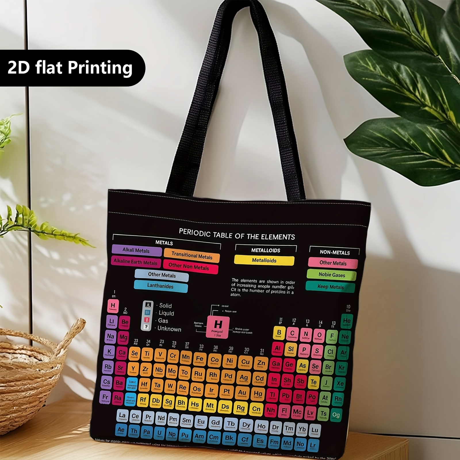 TEMU 1pc Periodic Table Chemistry Elements Bag - Double-sided Science Themed Booklet-compatible Suitable For Scientists, Chemists & Students, Machine