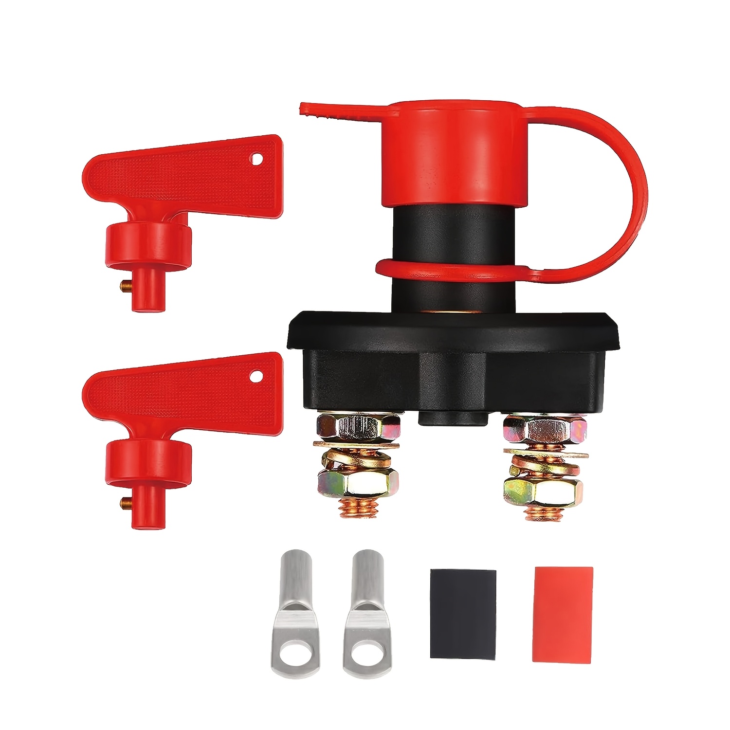 Battery Disconnect For Switch, 12v 24v Isolator Cut Off Power Kill For Switch For Marine Rv Atv Vehicle, With 2 Key, 2 Ring Terminals