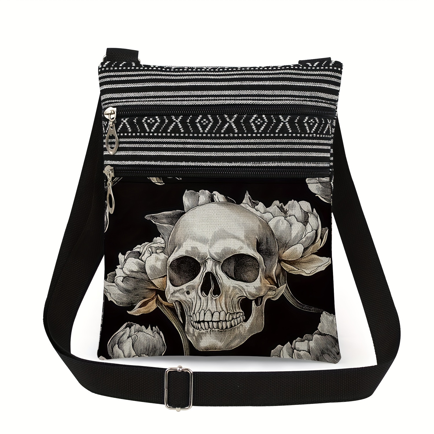 TEMU Skull & Print Crossbody Bag For Men - Versatile Adjustable Strap, &