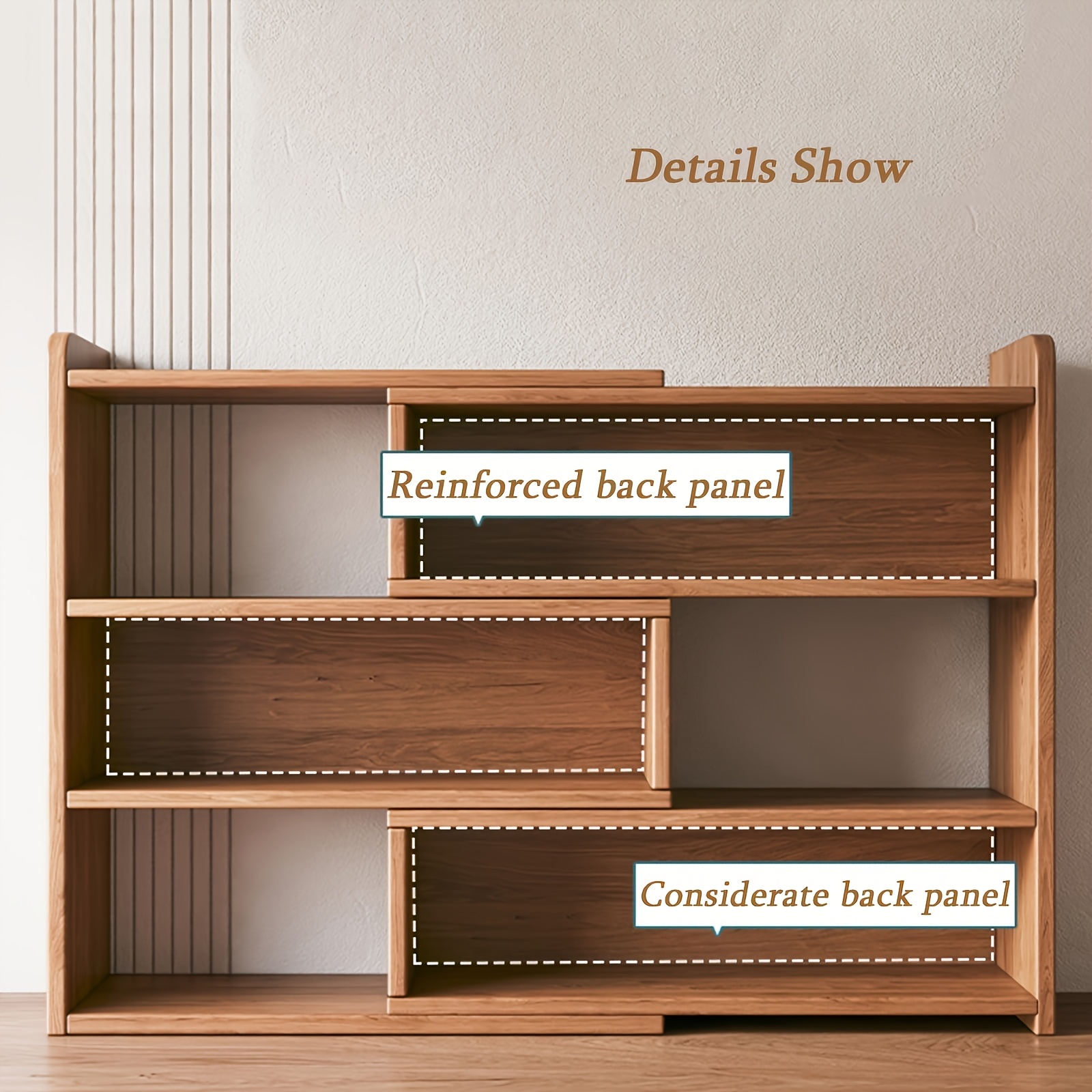 3 tier wooden desktop bookshelf vertical storage organizer for office and wood bookshelf for books and accessories freestanding design independent structure bookshelve details 5