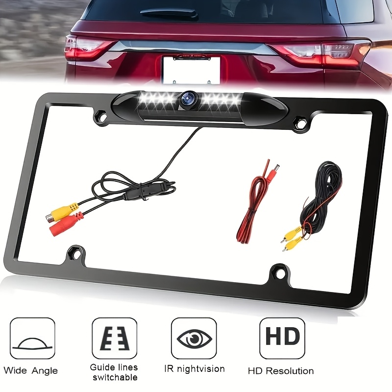 

License Plate Metal Frame Rear View Backup Camera Hd Led Night Vision - For Cars & Trucks - & Safety - Perfect Gift For Drivers, Queender