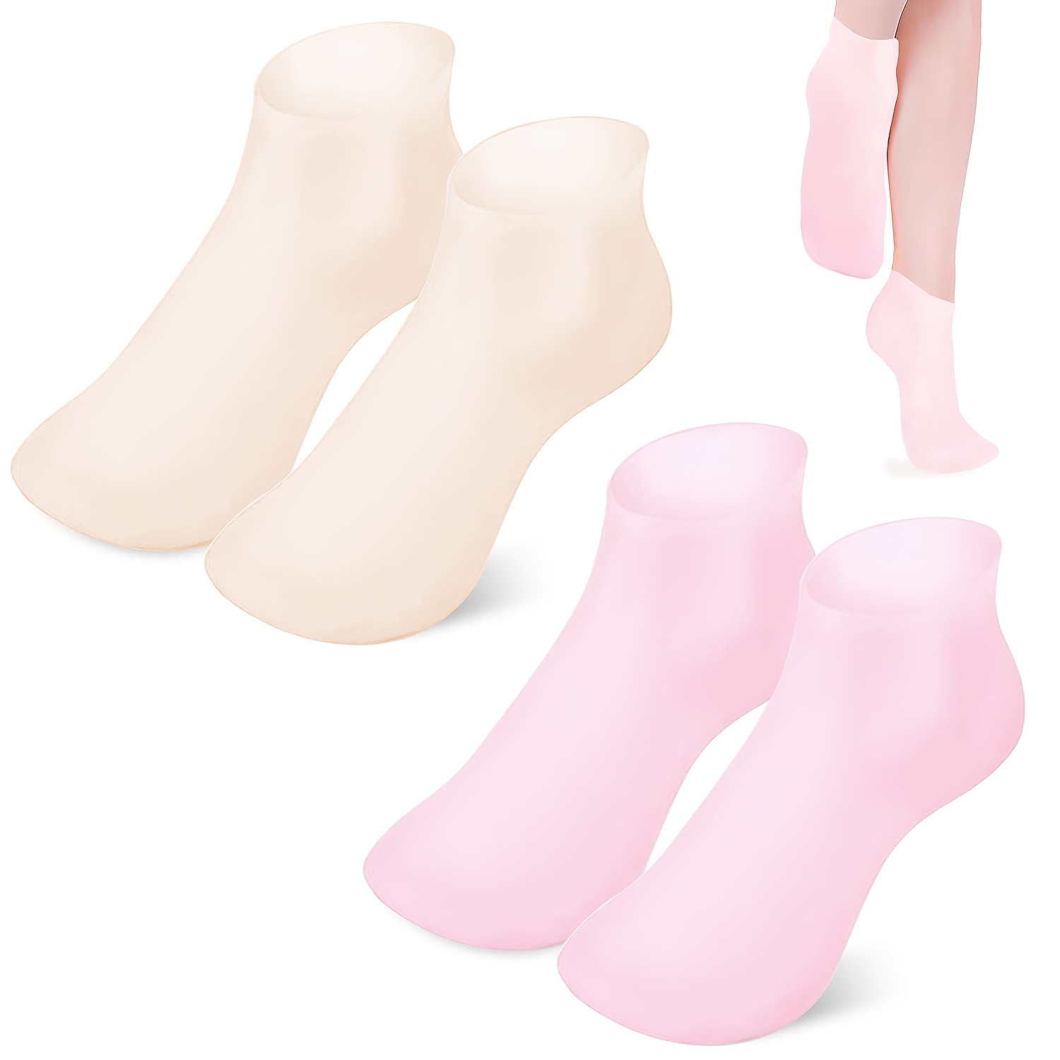 

2 Pair Silicone Gel Moisturizing Socks Pedicure Socks For Dry Cracked Feet Heel And Softening Rough Skin