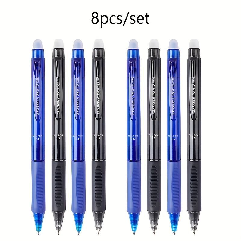 TEMU Set Of 8 Fine Writing Instruments, Featuring A Creative Large-capacity Erasable Pen Collection With 0.5mm Tips In Multiple Colors, Designed For