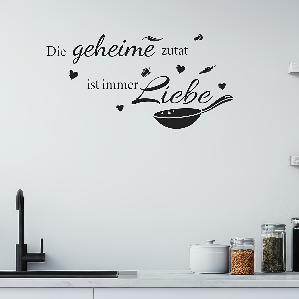 1pc German Language " Is Love" Quotes Words Pattern Wall Sticker Vinyl Peel And Stick Decoration Wall Decal For Kitchen Dinning Room Removable Home Art Wall Tattoo