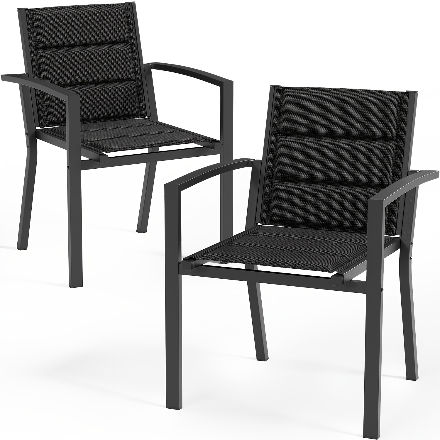 Set Of 2 Outdoor Chairs For The Patio, Featuring A High Back, Armrests, And A Foldable Design, Suitable For Dining, Kitchen, Or Balcony Use