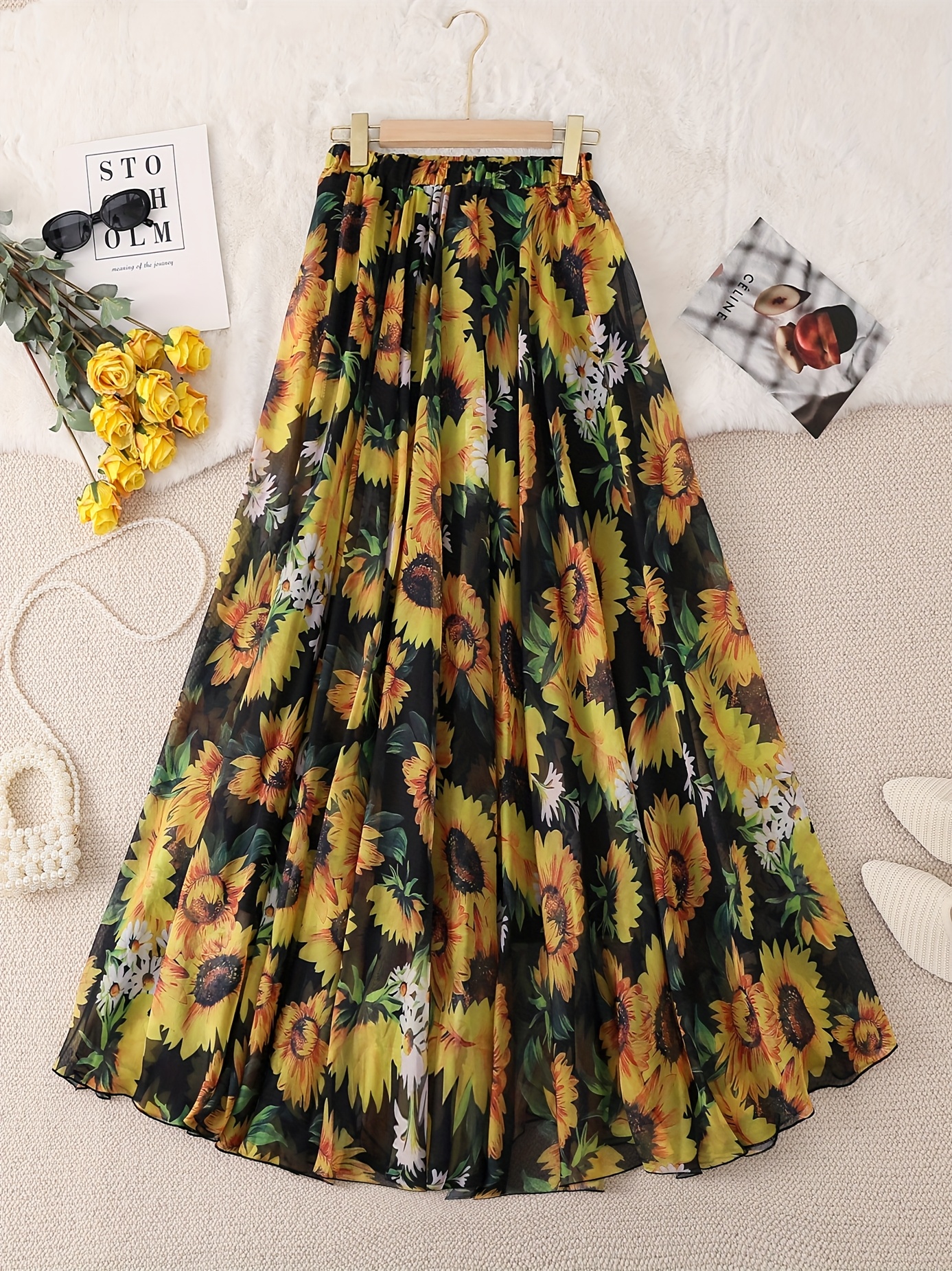 floral long skirt sold on Temu United States