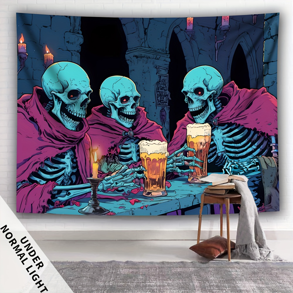 Tenture murale fluorescente tête de mort pour décor uv_voghion.com