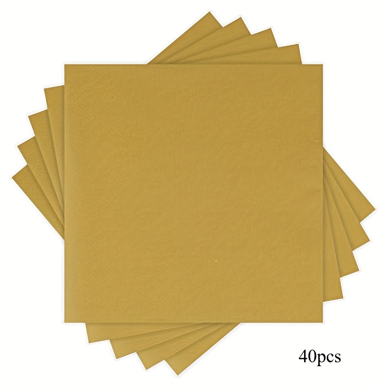 TEMU 40 feuilles/ensemble, serviettes en 2 épaisseurs, couleur marron foncé doré, non pliées 33Cm*33Cm, peuvent utilisées pour : mariage, , fête