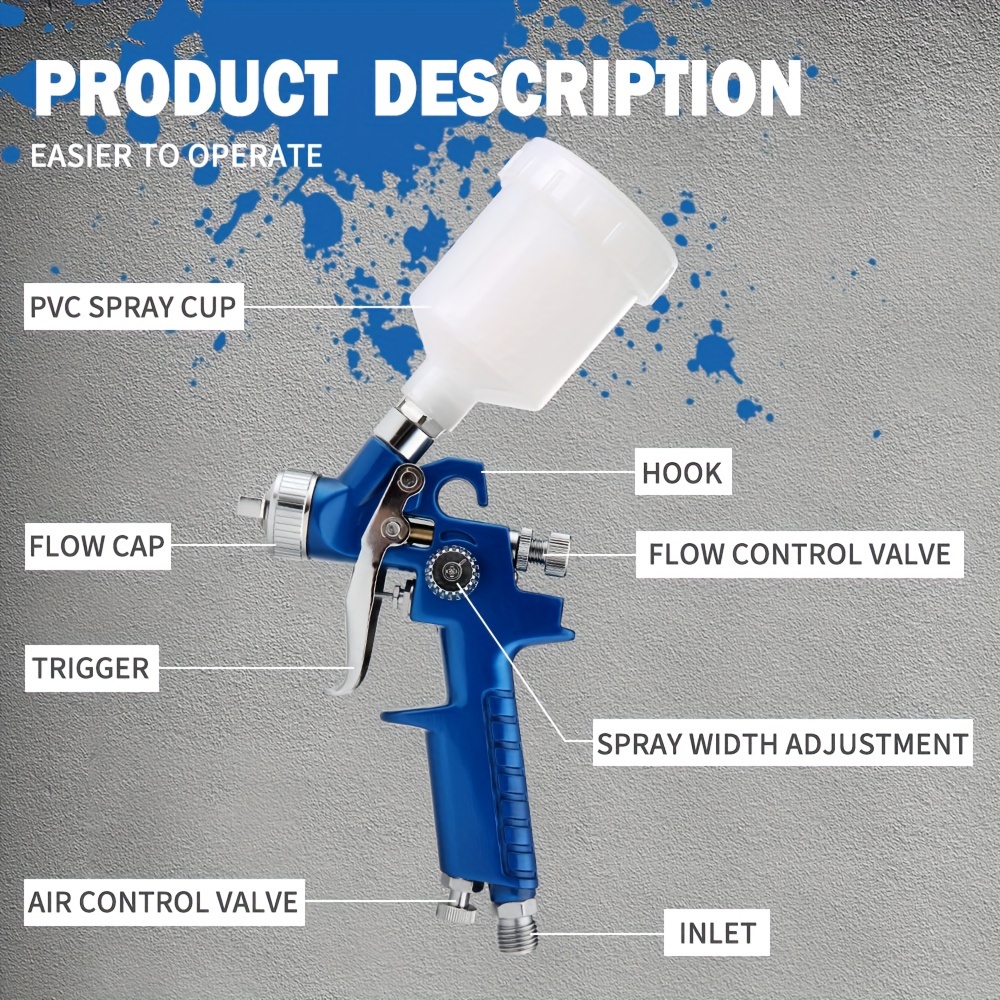 Hvlp Spray Gun 1.4mm Gravity 600ml Auto Car Detail Touch Up Paint