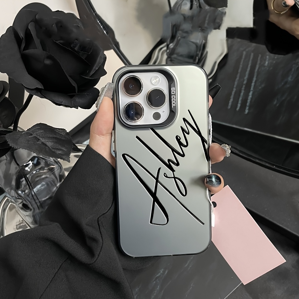 TEMU Phone Case: Phone Case Personalized Name For Iphone 17 16 15 14 13 12 11 Pro Max Luxury Hard Plastic Diy Gift Shockproof Uv Printing Candy Color