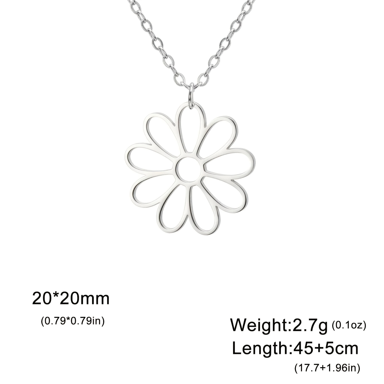 Image of Cazador Kpop Flower Pendant Necklace For Women And Girls, 304 304 Stainless Steel Choker Chain Jewelry, Perfect Gift For Mother's Day 2024 Trend