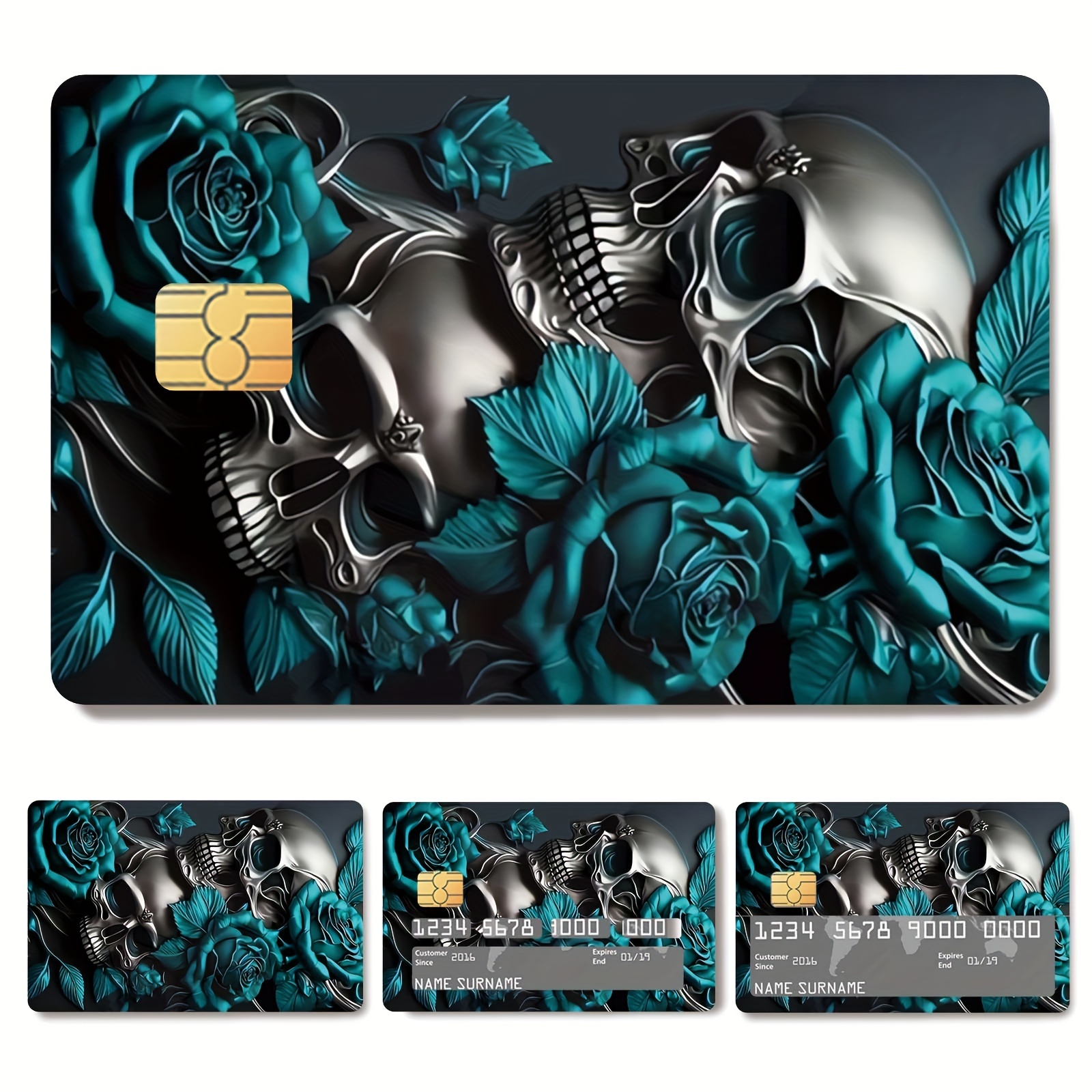 

1 Set Of 4 Interesting Creative Pattern Credit Card Stickers, Anti-fingerprint And Anti-scratch, Ultra-thin, Waterproof, Suitable For Debit Cards, Transportation Cards And Credit Cards