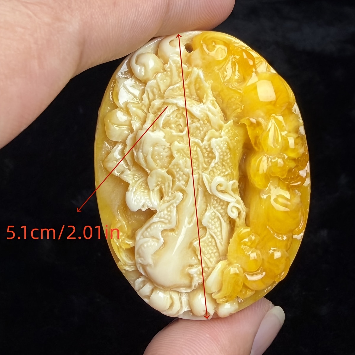 Russian Amber Floral Pattern Pendant Necklace, Unisex Gift