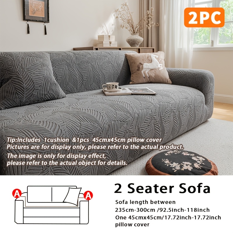 TEMU 2pcs Set Of High-quality Full-coverage Sofa Covers, Elastic Sofa Covers, Suitable For Straight Sofas In Living Rooms, Anti-scratch And Removable