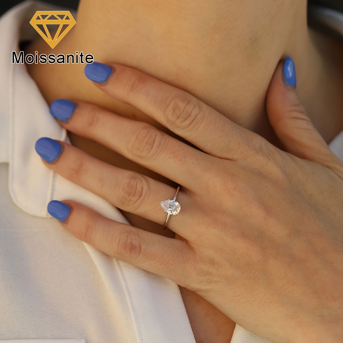 Women's 1Ct Pear-Shaped Moissanite Flower Promise Wedding Engagement Ring