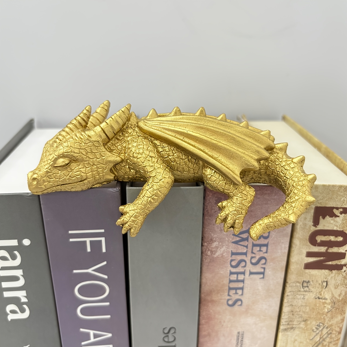 TEMU Resin Dragon-shaped Bookshelf Statue Decorative Ornament, A Gift For Book Lovers, A Fantasy Gift For Her, Fantasy Library Decoration, Book