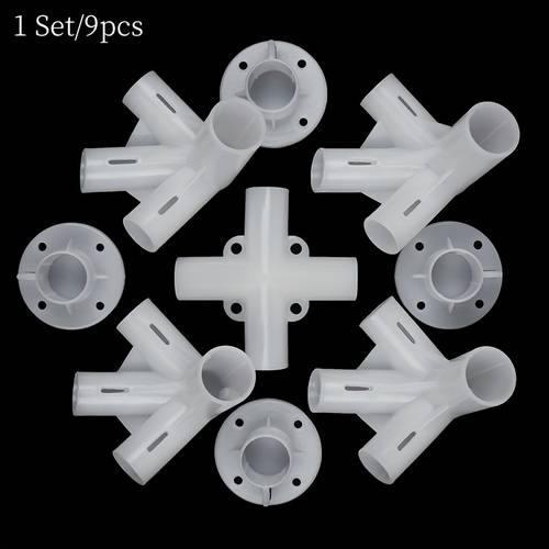 ensemble de 9 connecteurs de tente en pe pour auvent de gazebo 3x3m - raccords dangle, centraux et de pieds avec les poteaux de 25/19mm