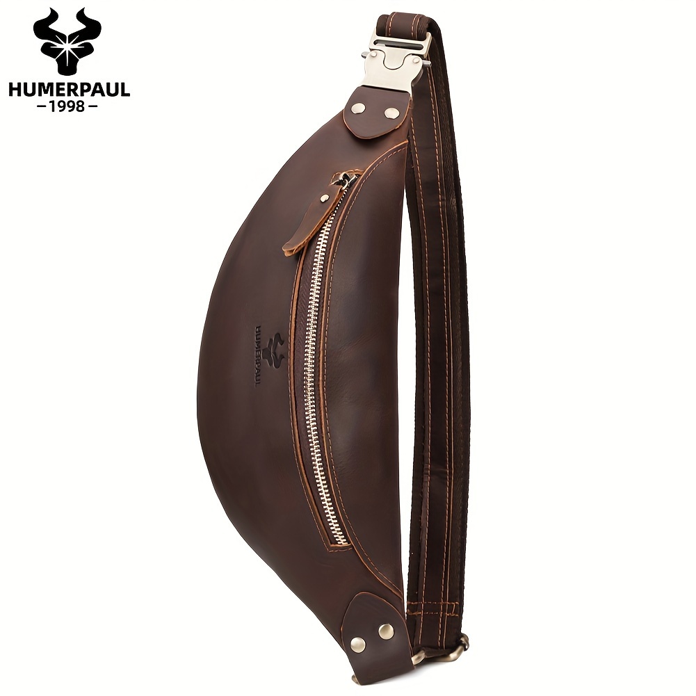 HUMERPAUL Vintage Style Genuine Leather Waist Bag