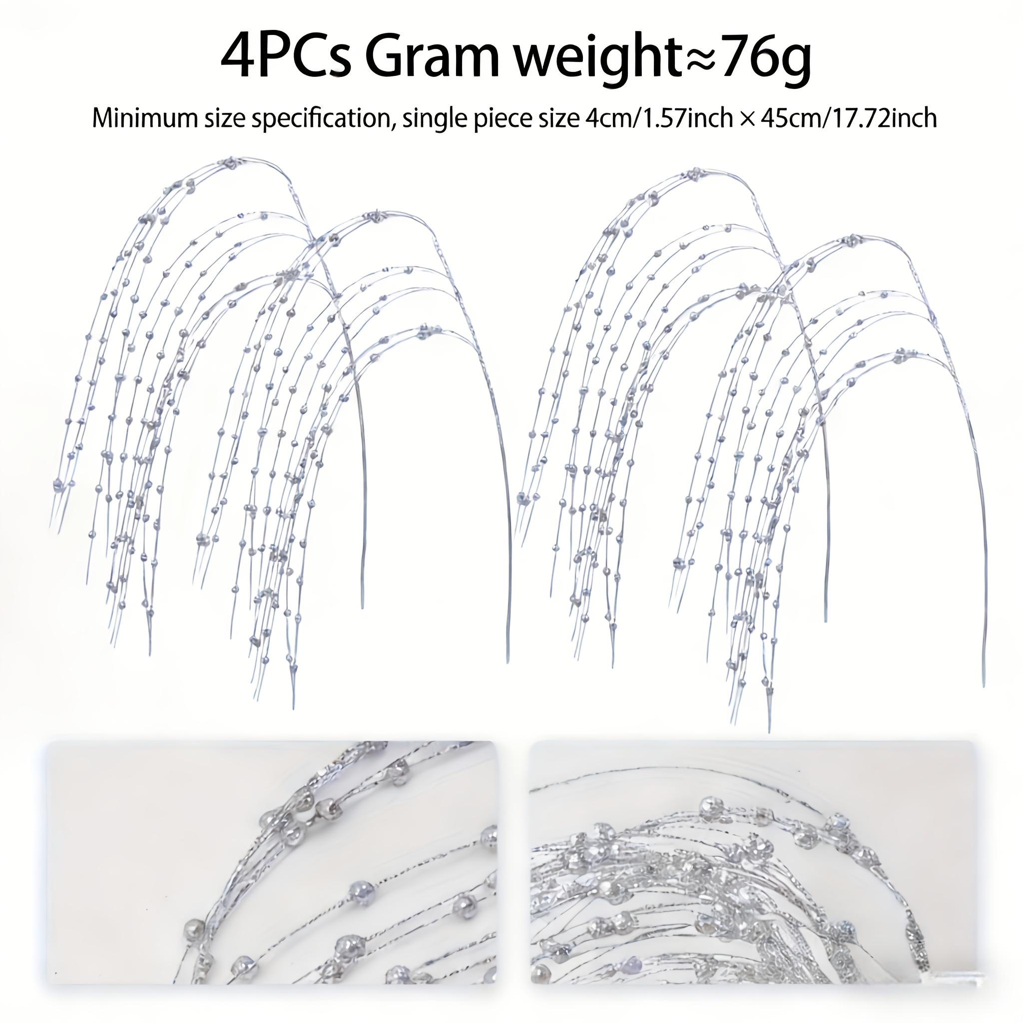 4pcs Shiny Silvery Metal Wreaths, Smallest Size, Individual Size 4cm/1.57in X 45cm/17.72in, Perfect For Christmas Decoration - Container Not Included