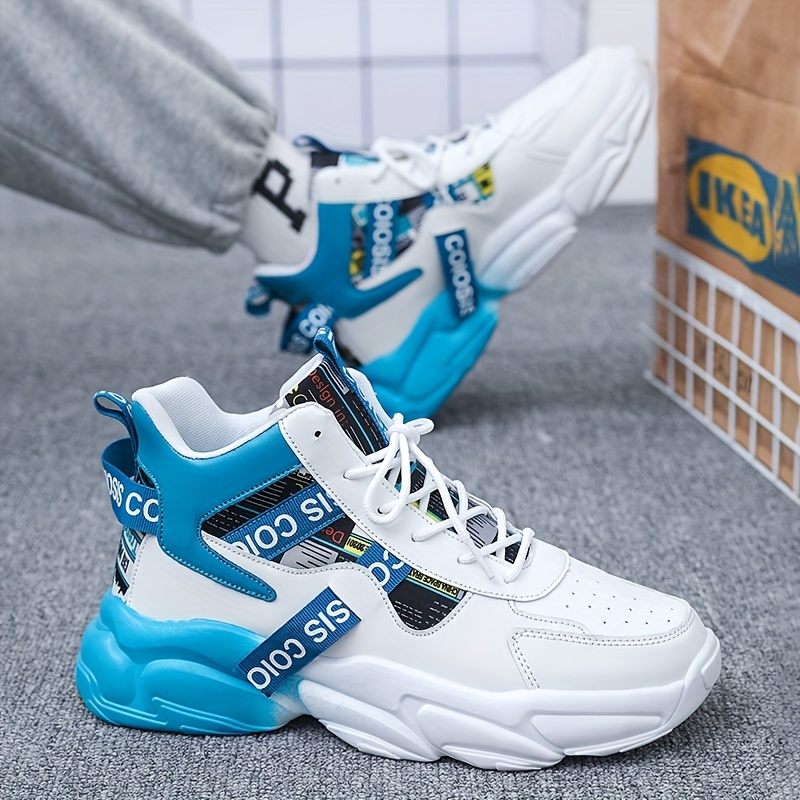 Stylish Men's Colour Block Chunky Lace Up Sneakers - Ultra Comfy Non Slip Soft Sole, Durable, Breathable, Water Resistant Shoes for Outdoor Activities, Hiking, Camping, and Casual Wear