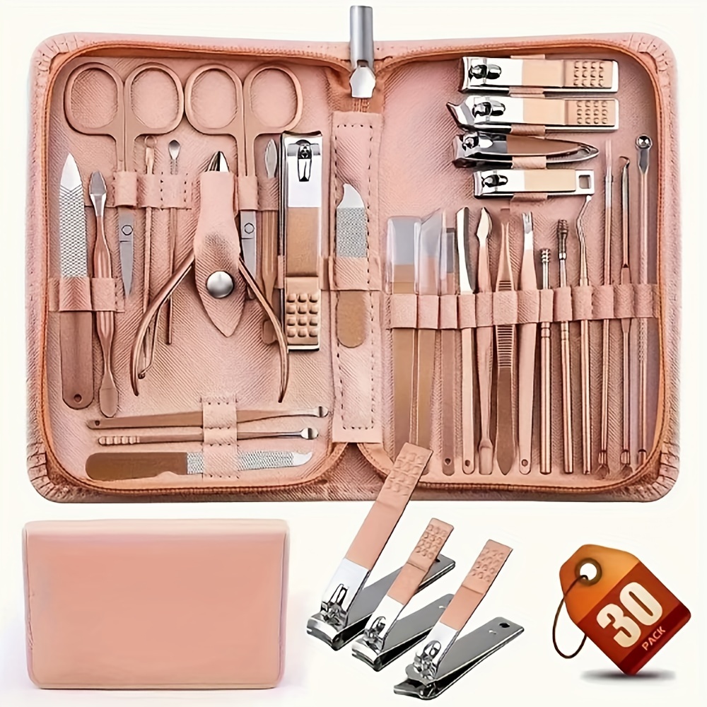 

30pcs Nail Clipper Manicure Tool Set With Portable Travel Case, Cuticle Clipper And Knife Set, Professional Nail Clipper Pedicure Kit, Travel Grooming Kit, Multi Manicure And Beauty Tool