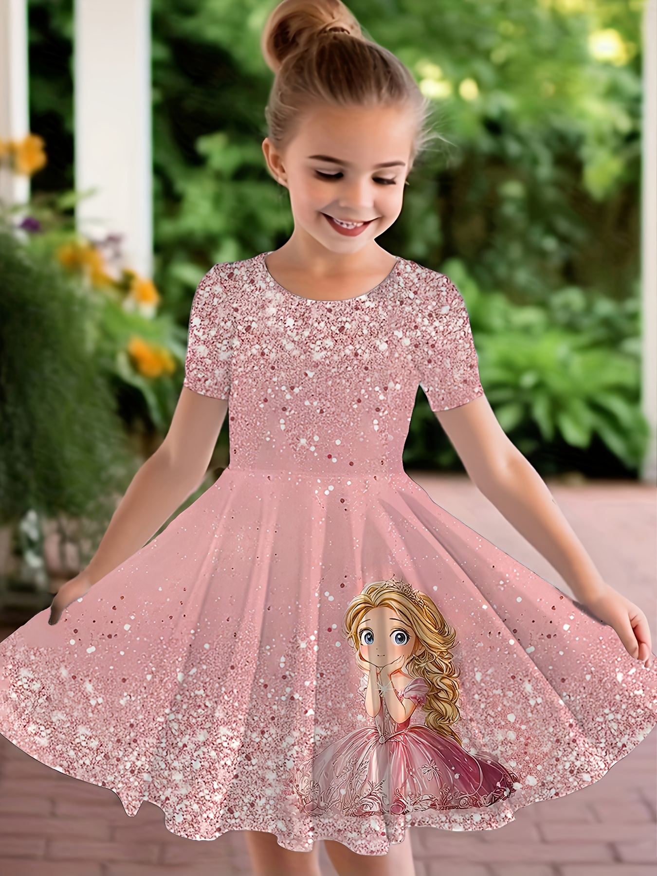 open lace back dress Baby Girl Easter Dress Girl Birthday Party Embroidery Puff Sleeves Princess Dress main image 0