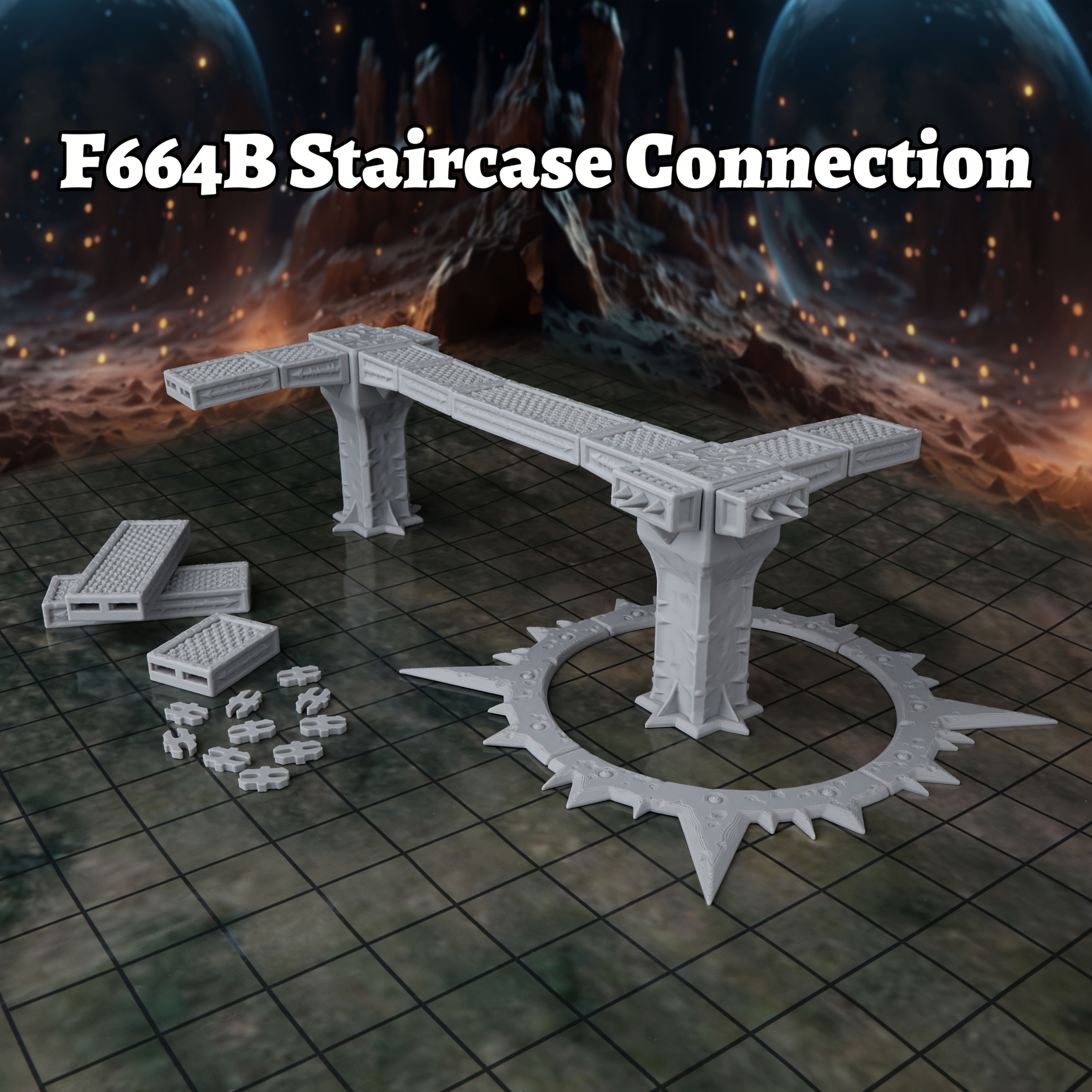 Modular Sci-Fi Spiral Staircase & Connection Set
