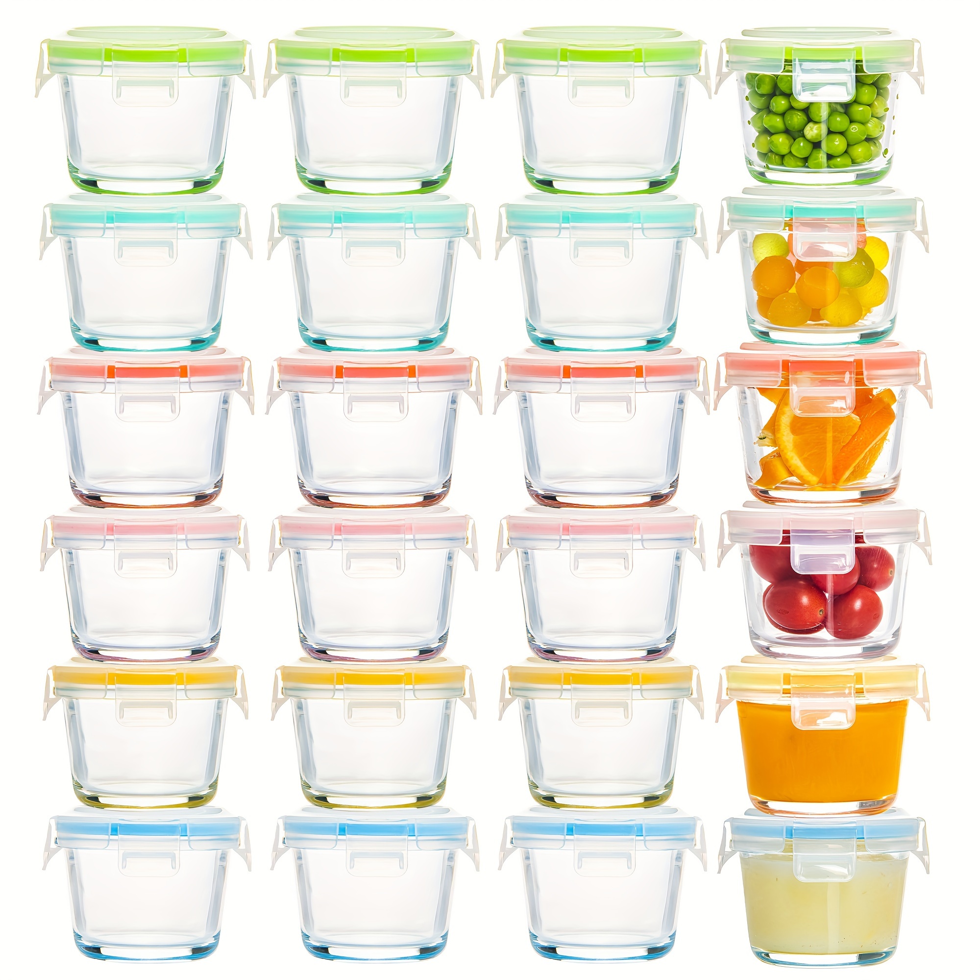 

48 Pieces (24 Containers+24 Lids) Glass Food Storage Containers With Sealed Lids, Free Of Bisphenol A, Suitable For Safe Use In Lunch, Office, School, Camping, Microwave, And Dishwasher