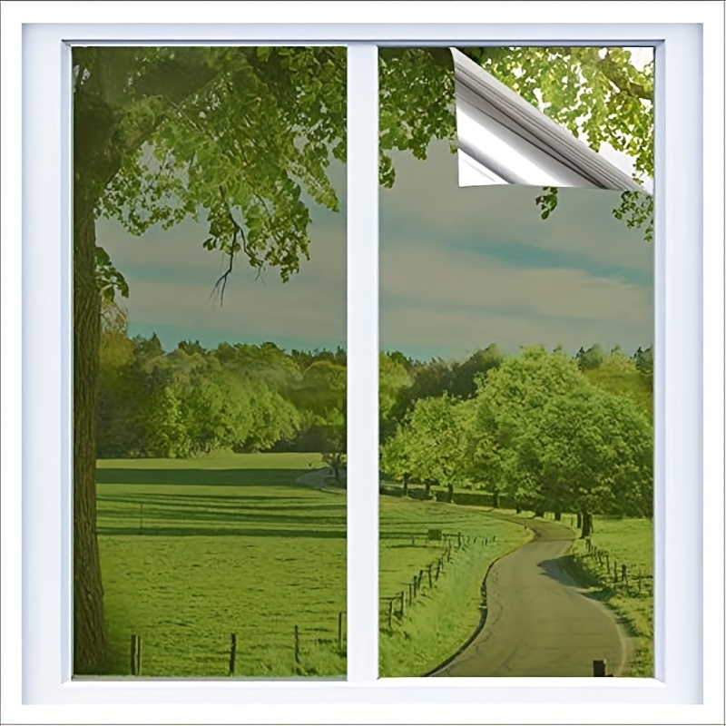 

1pc 35.4x78.7inch 1 Way Mirror Window Film Daytime Privacy, Heat Control Sun Blocking Anti Uv Reflective Film Static Cling For Home Office Living Room