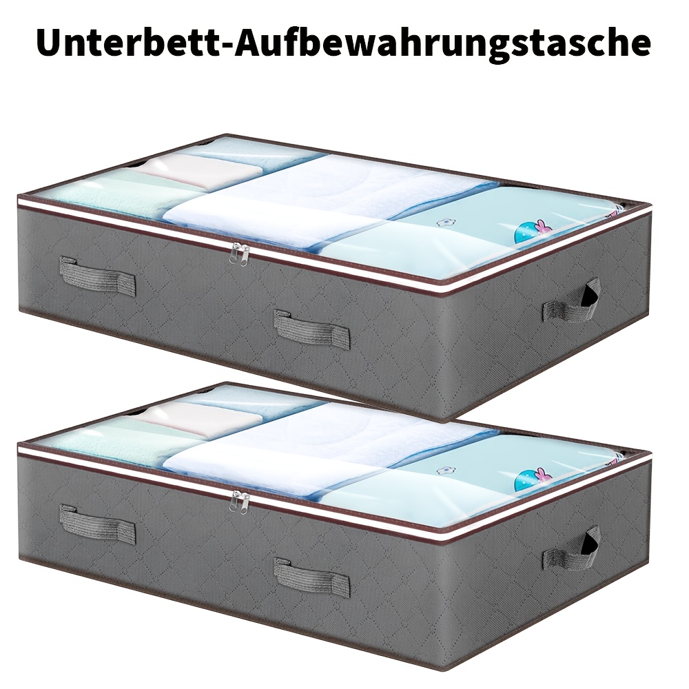 TEMU 6pcs Under Bed Storage Set, 90l Foldable Closet Storage Box And Under Bed Storage Container, Under Bed Storage Bag For Wrapping Paper, Blankets,