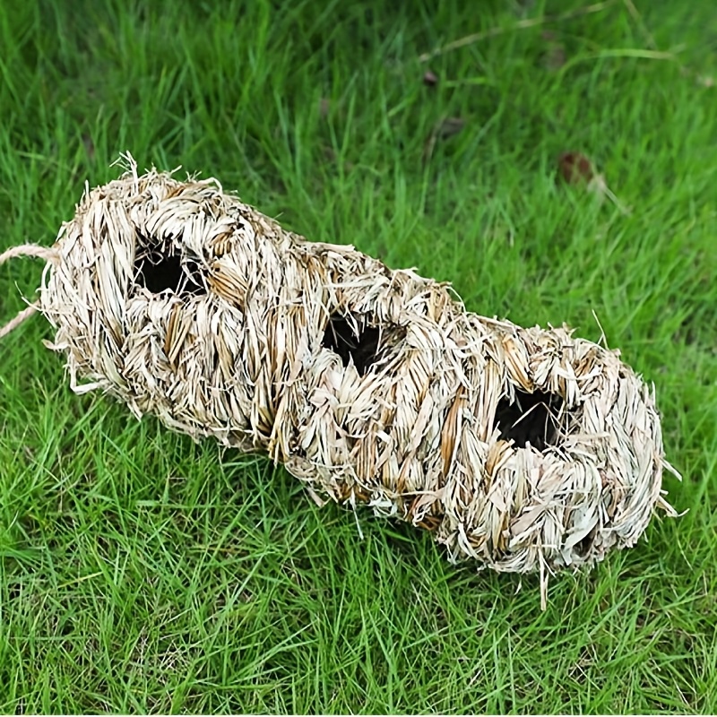 

1pc Handmade Warm Straw Bird Nest, Triple Hole Design, Hanging & Ground Placement, For Small Pets Like Parakeets, , , Hamsters, - Outdoor Hanging Ornament, Garden Decor