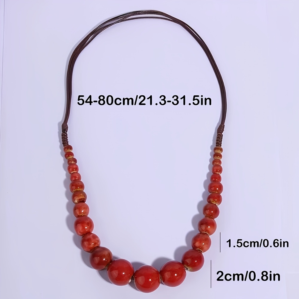 Handmade Bohemian Ceramic Bead Layered Necklace