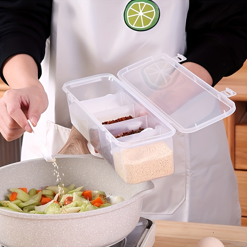 TEMU 1 Boîte à Épices de Cuisine, Pot à Épices Blanc à Compartiments , Pratique pour le Rangement Catégorisé, Boîte de Rangement Multifonctionnelle
