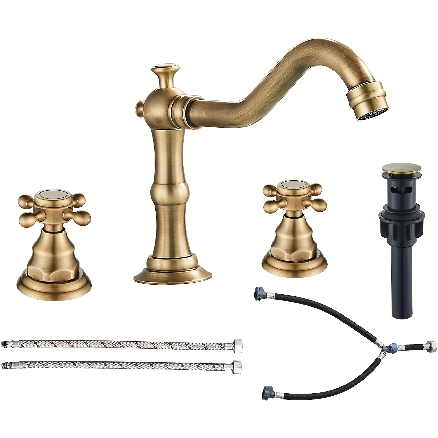 

1pc 8 Inch 2 Handles 3 Holes Bathroom Sink Faucet Antique Brass Bathroom Vanity Faucet Basin Mixer Tap Faucet