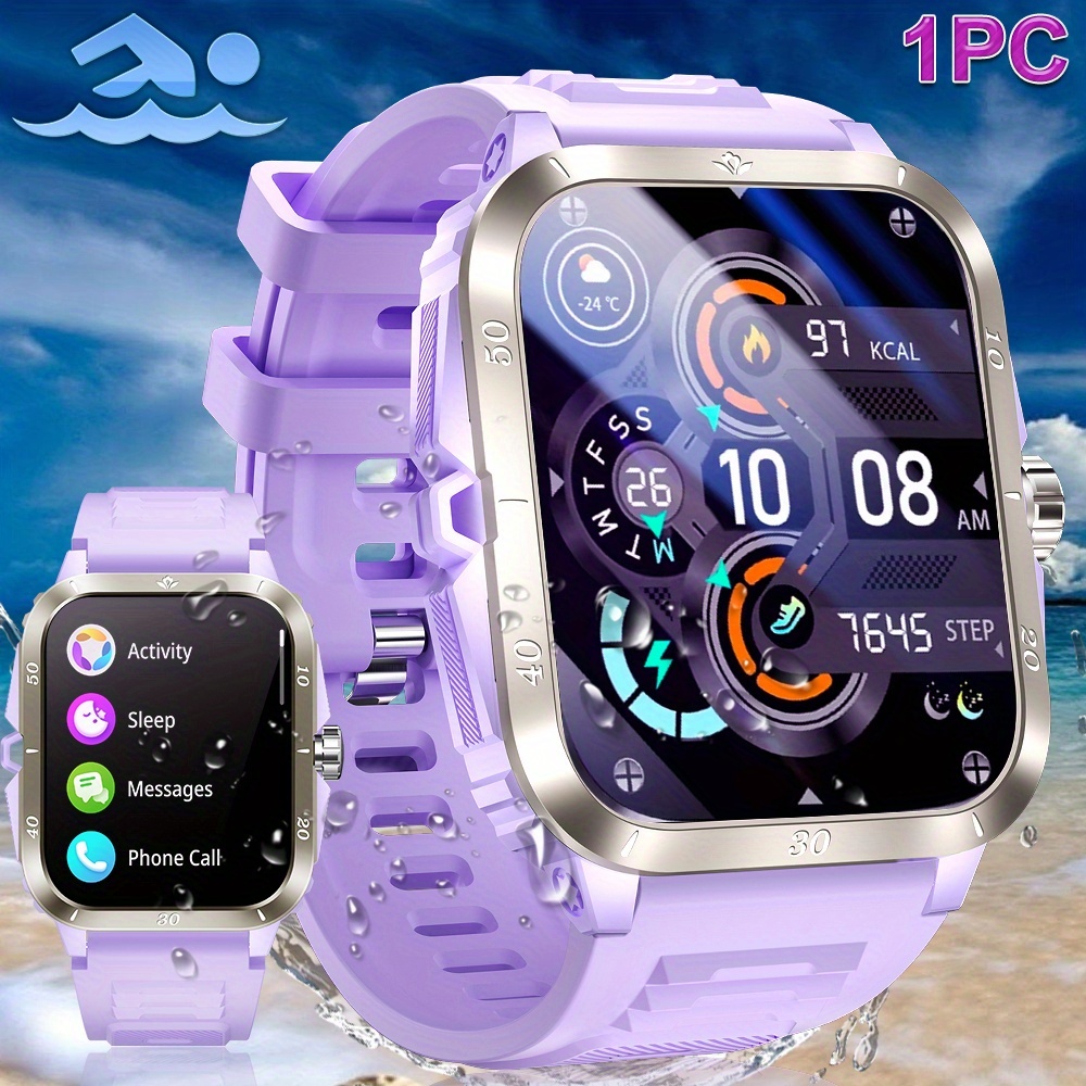 Image of Synwoo Outdoor Purple Smartwatch For - Wireless Calling, Multiple Sports , Digital Display, Weather Tracking, Fitness Pedometer, Silicone Strap, Waterproof Swimming Smart Watch For Iphone &