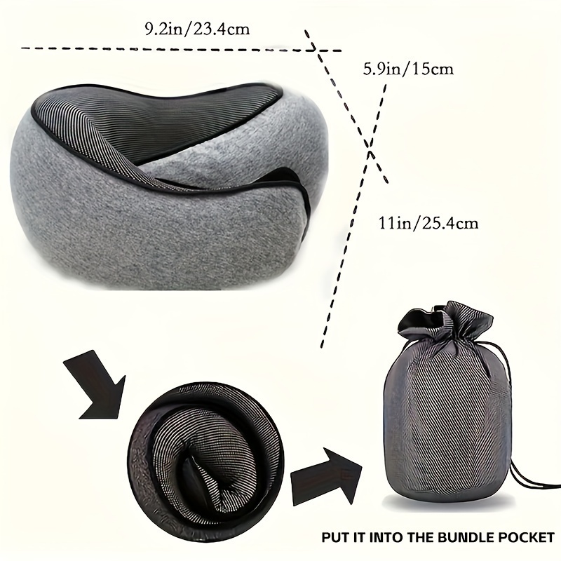 

1pc Comfortable Memory Foam Travel Pillow With Breathable Cover And Bag - Machine Washable Pillow Perfect For Airplane Trave