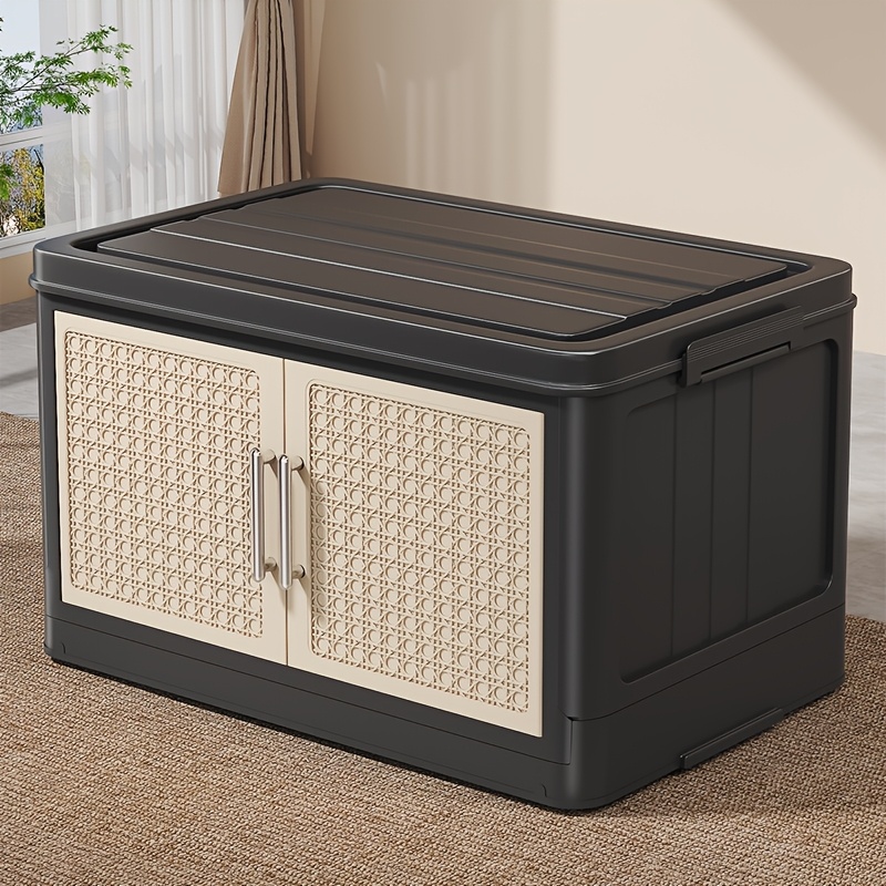 Large-Capacity Plastic Storage Bin with Lid, Foldable Storage Bin