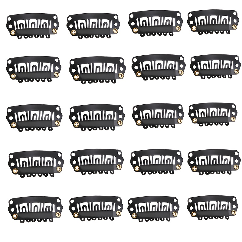 Image of 20 U-shaped Quick Clips Are Suitable For Hair Extensions And Braiding - Metal Hair Clips, Black And Beige, Unisex Styling Additions, Smooth Metal Texture