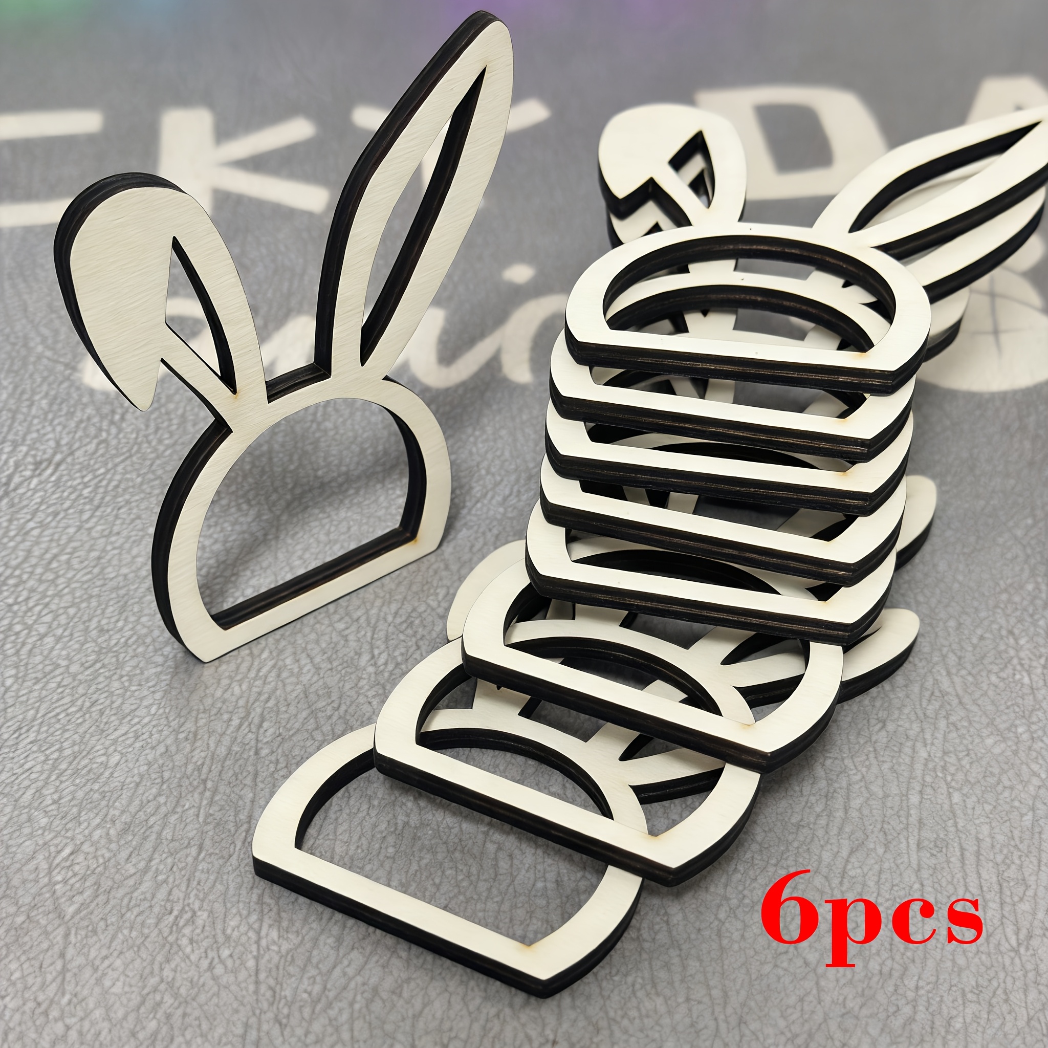 6 Easter Bunny Napkin Rings | Handmade Wooden Easter Tabletop Decoration, Rabbit Theme Gift Quality