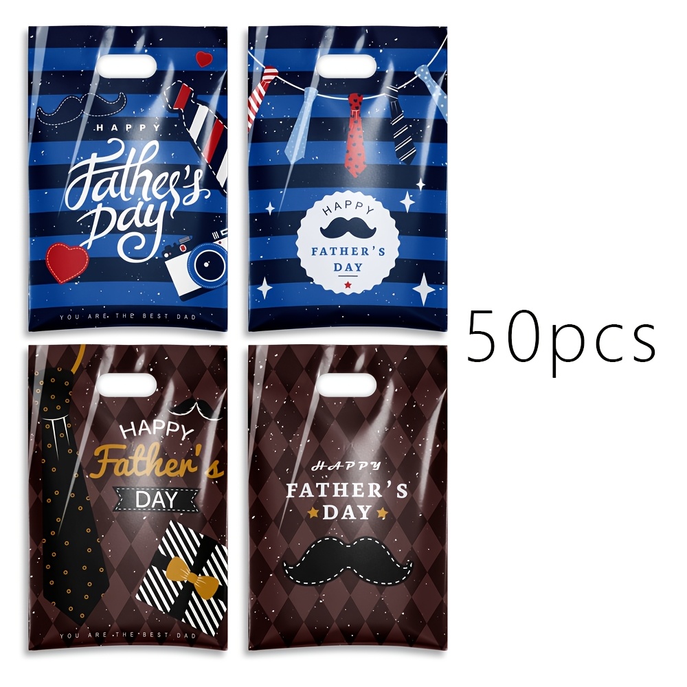 TEMU Father's Day Party Decoration Tote Bags, 4 Mixed Patterns, Lightweight Tote Bags, Small Gift Packaging For Father's Day Party Decorations