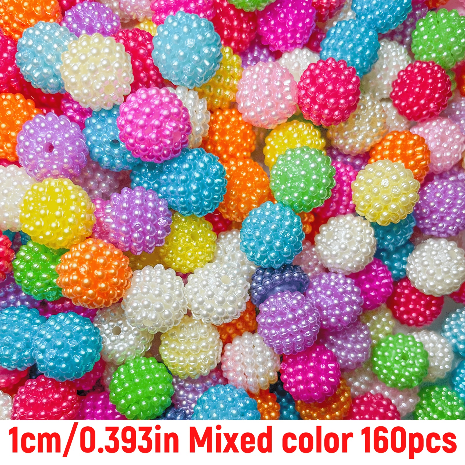 TEMU 80pcs/160pcs 12mm/10mm Acrylic Colorful Ball Beads For Jewelry Making Bracelet Necklace Materials