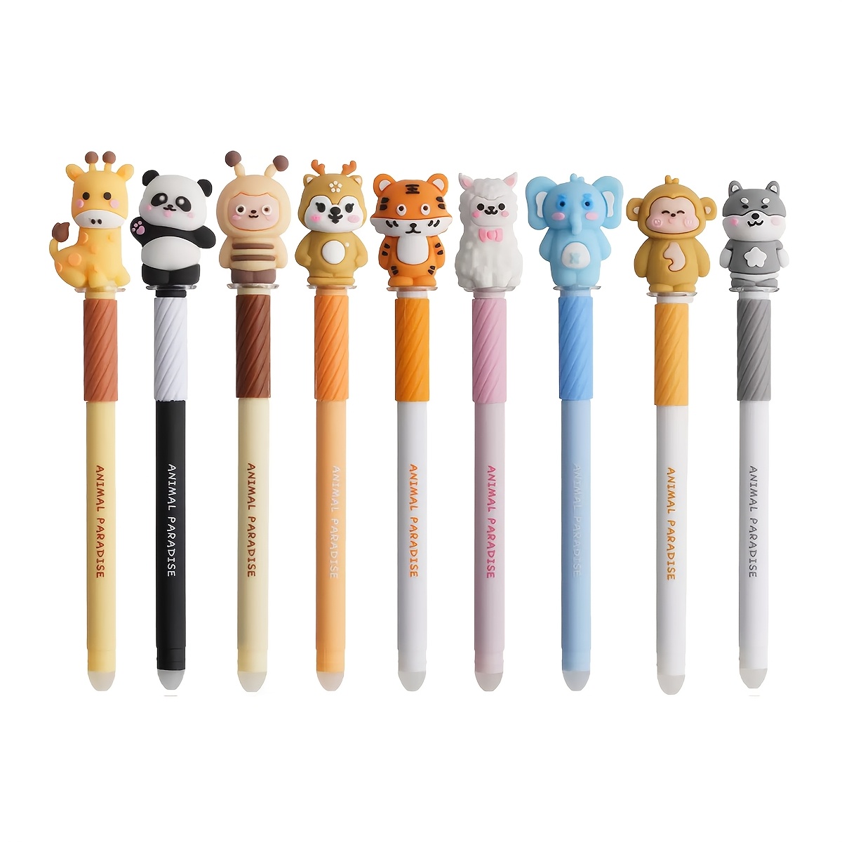 9pcs New Animal-shaped Erasable ; Blue Ink 0.5mm; Retractable Pen For Correcting , Diverse Styles, Smooth Writing, Ideal For Office Use, Suitable For Students, School, Notes, Office Use, Gift For