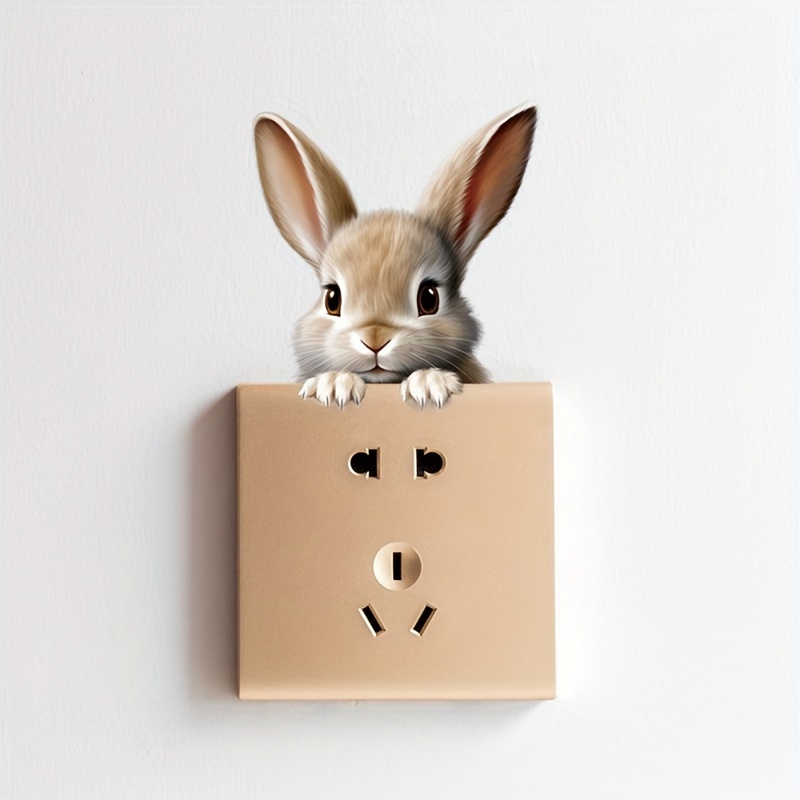 1 Kawaii Rabbit Wall Sticker: Animal Print Switch Sticker To Add Fun To Holiday Decorations