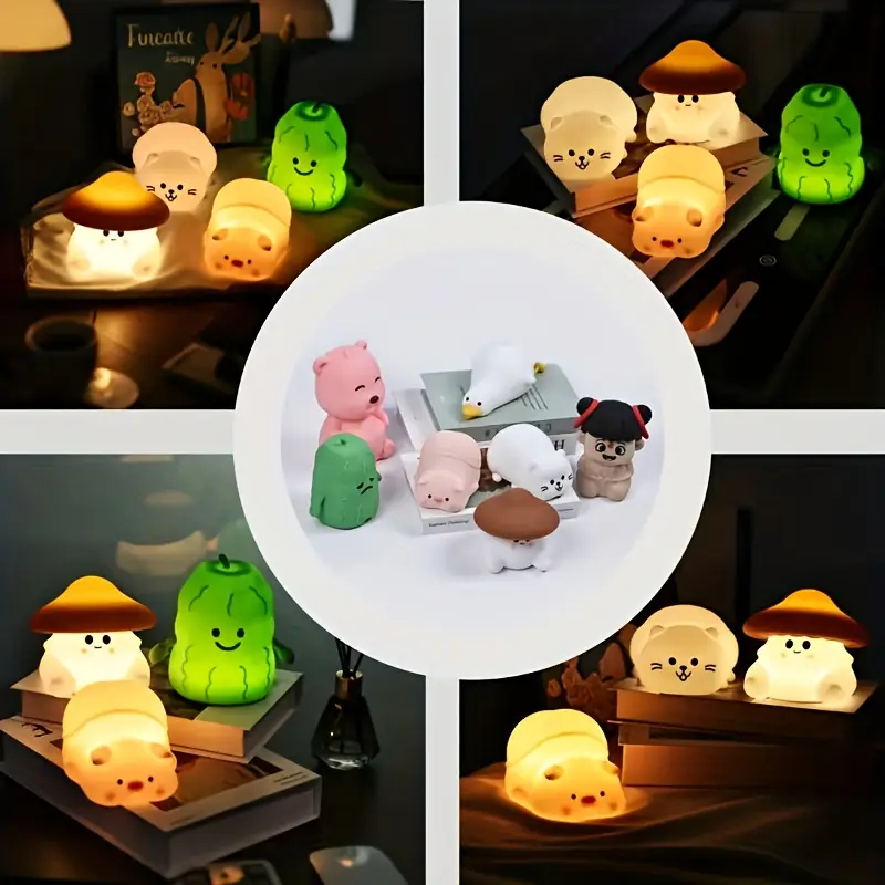 1pc three stage dimming timer little cow duck little night lamp touch sensitive desktop led night lamp with rechargeable battery 500mah portable sleep companion indoor and outdoor decoration bedside lamp design decorative lighting lightweight design durable construction room decor home decor lovers Product details 0