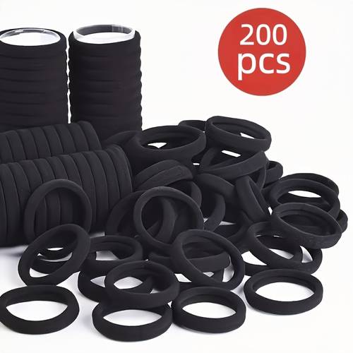 50 100 200pcs black high hair ties suitable for women girls durable polyester ponytail holders bun makers for long hair weddings parties 50 100 200pcs